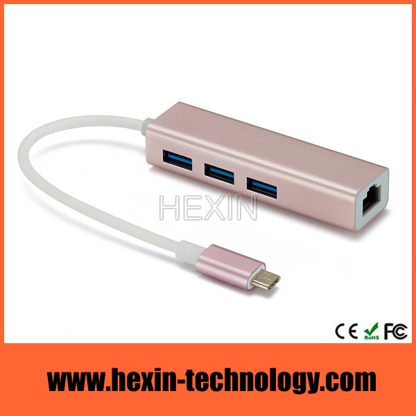 HXCA932C USB 3.0 TypeC Hub + Gigabit Adapter Metal
